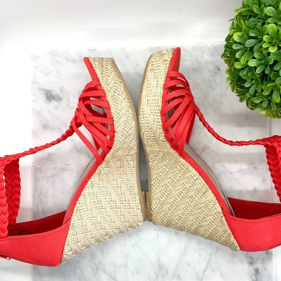 Steve Madden Red Coral Rise Wedge Weave Wedges Size 7.5 - Picture 5 of 11
